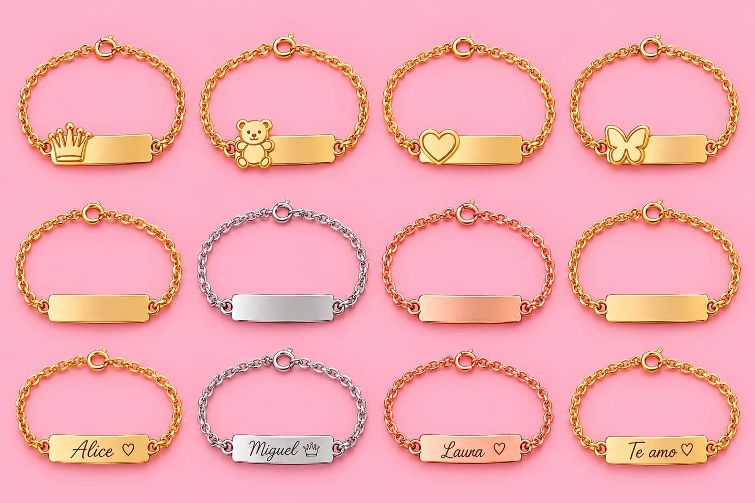 Pulseira com icone bebê personalizada | Banhada a Ouro