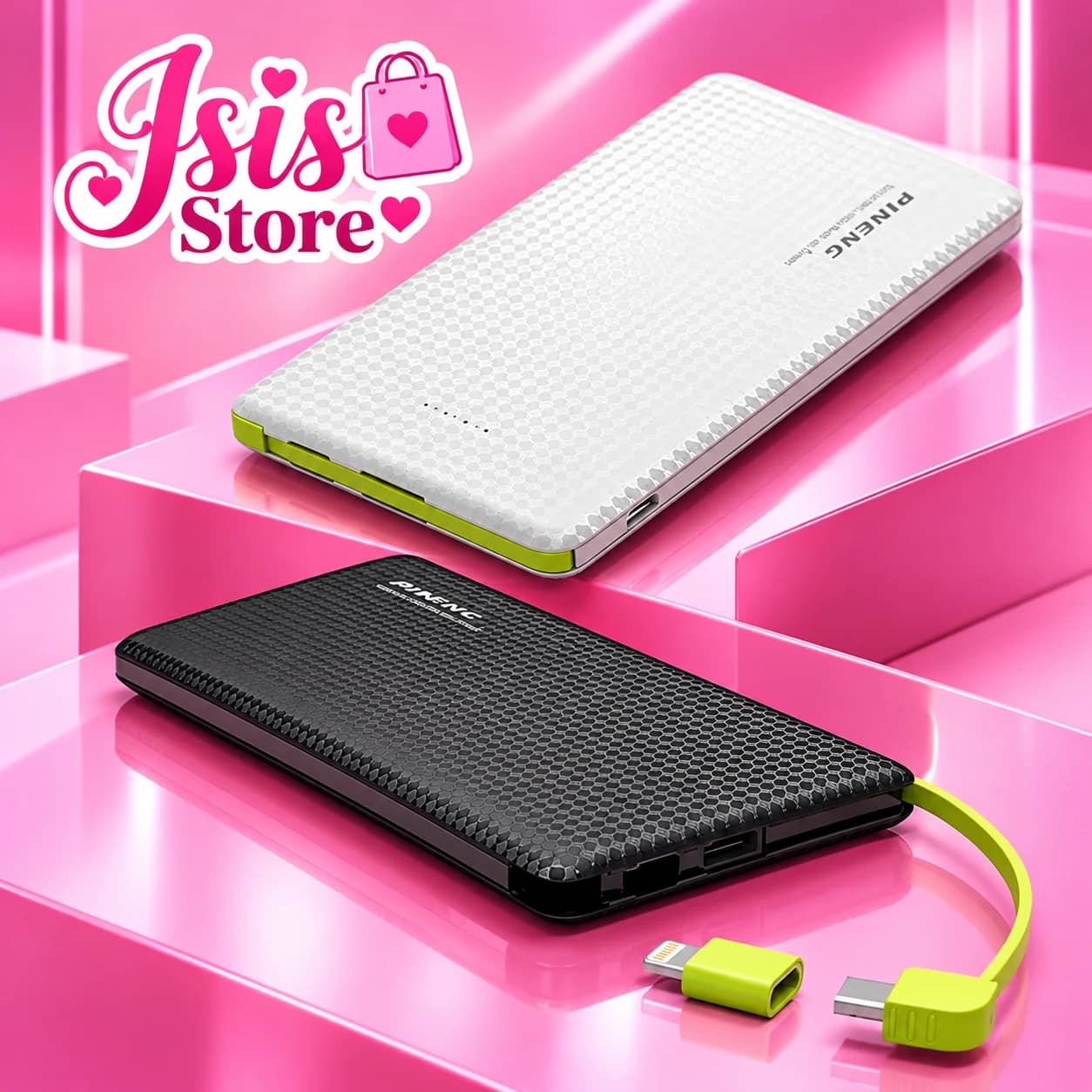 Carregador Portátil Pineng Power Bank 10.000mah com adaptador iPhone,V8