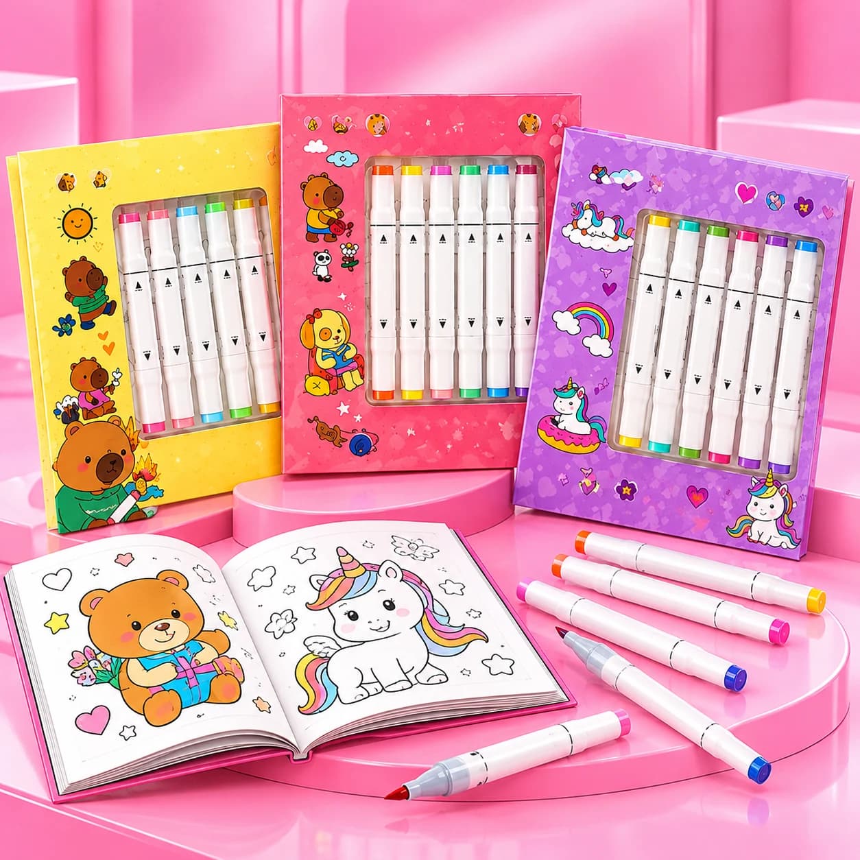 Livros de Colorir Comfy Goods com 6 Canetas Ponta Dupla Ciranda Cultural