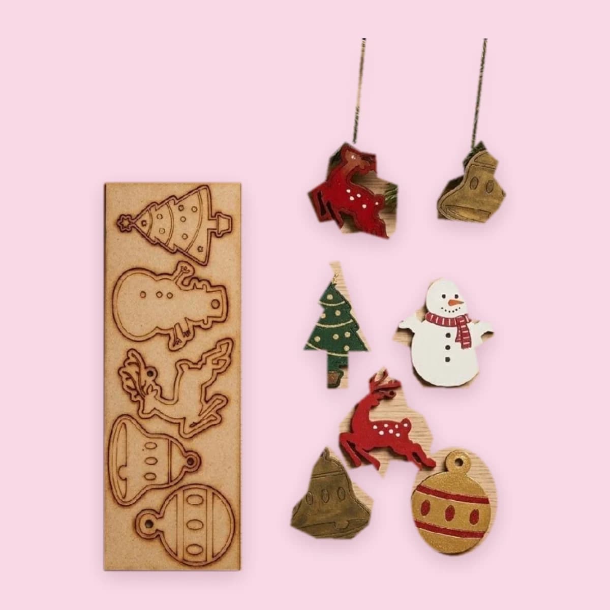 Coleção Natal | 60 Unidades de enfeites natalino em MDF para Pintura ou Colorido